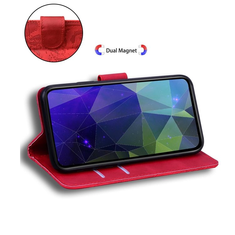 Funda de Cuero con Tapa para OnePlus Nord Ce4 5G Tiger Embossed Pattern (Rojo)