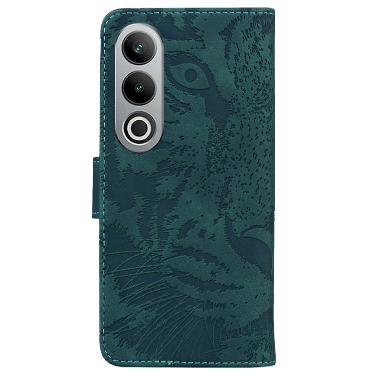 Funda de Cuero con Tapa para OnePlus Nord Ce4 5G Tiger Embossed Pattern (Verde)