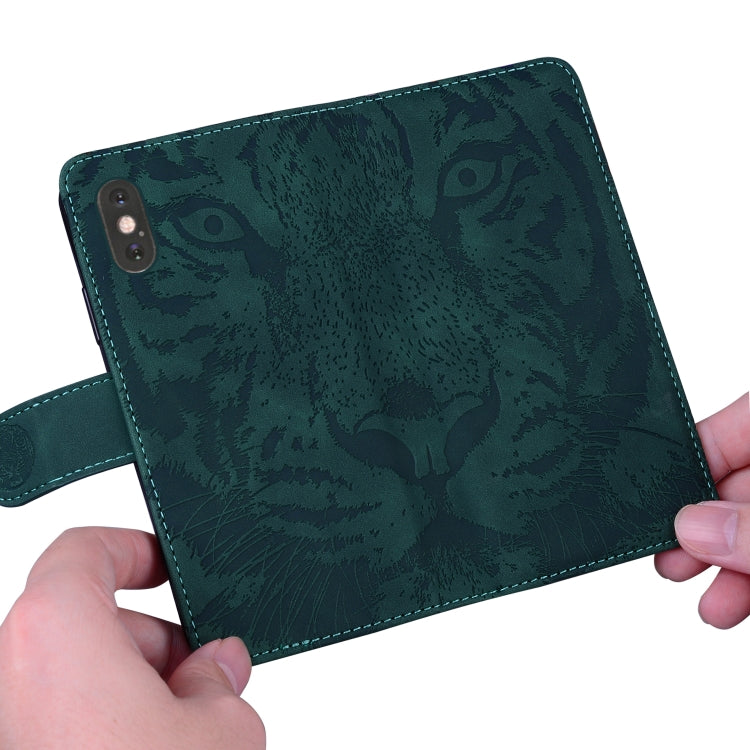 Funda de Cuero con Tapa para OnePlus Nord Ce4 5G Tiger Embossed Pattern (Verde)
