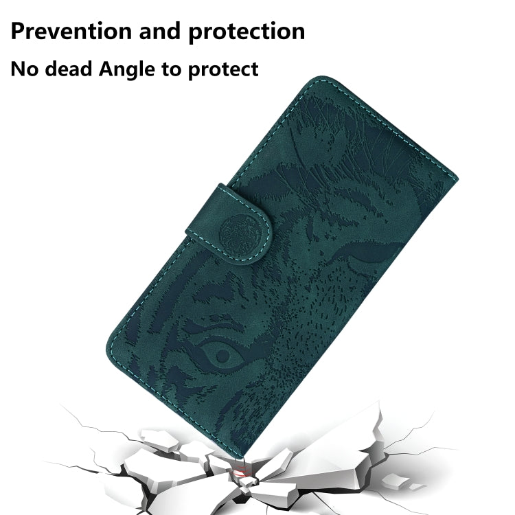 Funda de Cuero con Tapa para OnePlus Nord Ce4 5G Tiger Embossed Pattern (Verde)
