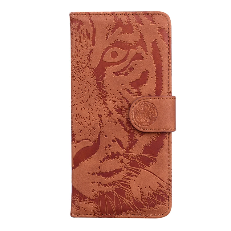 Funda de Cuero con Tapa para OnePlus Nord Ce4 5G Tiger Embossed Pattern (Marrón)