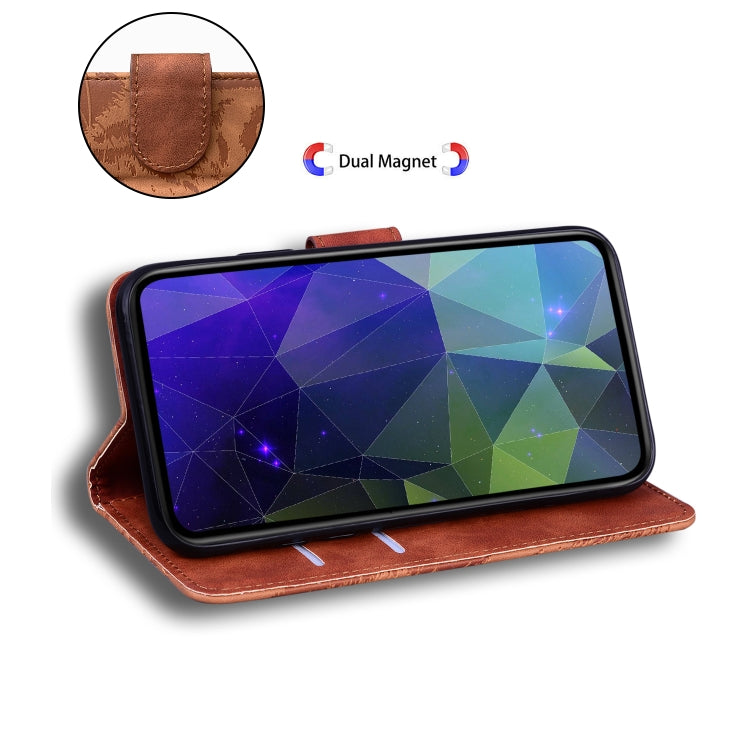 Funda de Cuero con Tapa para OnePlus Nord Ce4 5G Tiger Embossed Pattern (Marrón)