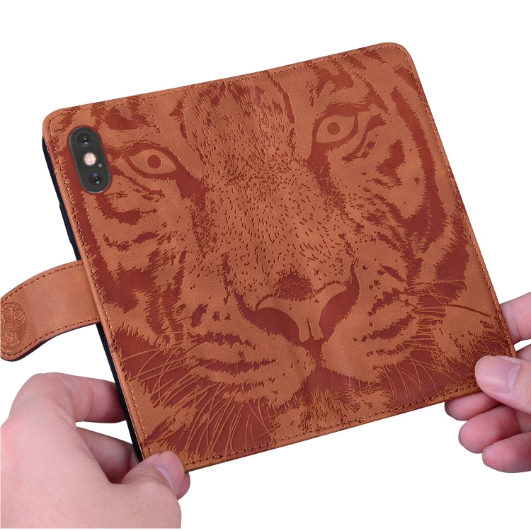 Funda de Cuero con Tapa para OnePlus Nord Ce4 5G Tiger Embossed Pattern (Marrón)