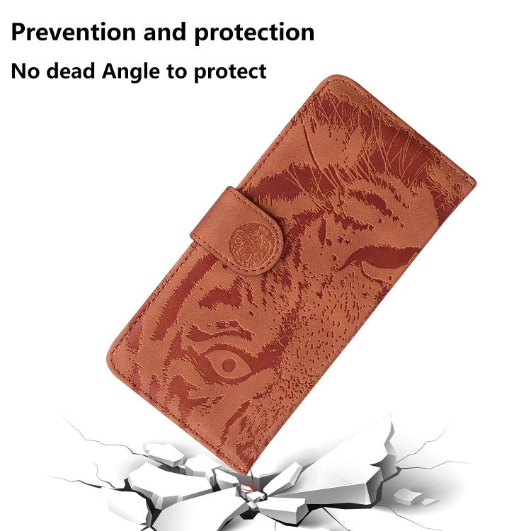 Funda de Cuero con Tapa para OnePlus Nord Ce4 5G Tiger Embossed Pattern (Marrón)