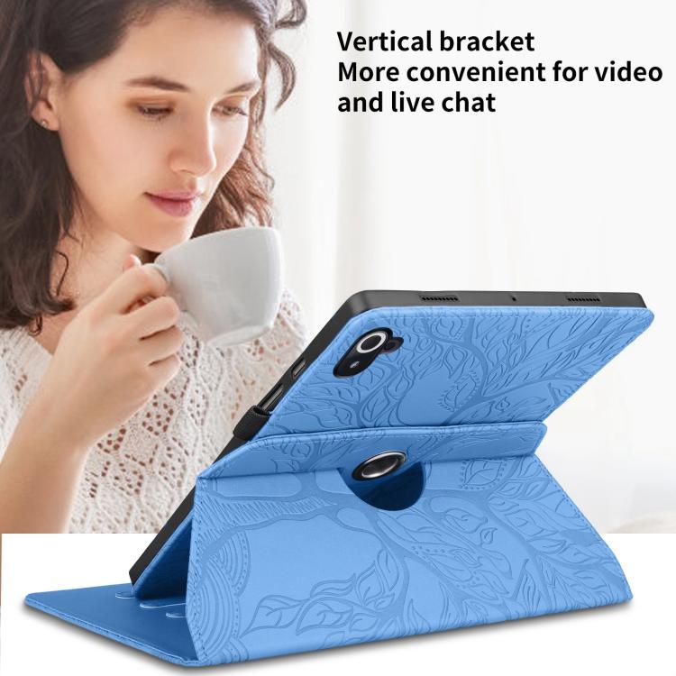 Funda de cuero con rotación en relieve Tree Life para Xiaomi Redmi K Pad (azul)