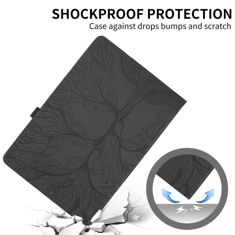 Funda de cuero con rotación en relieve Tree Life para Xiaomi Redmi K Pad (negra)