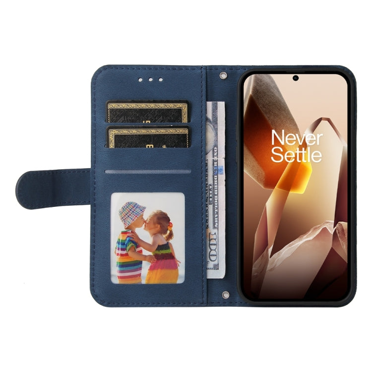 Funda de Cuero OnePlus 13 con Botones de Metal y Diseño Árbol de la Vida (Azul)