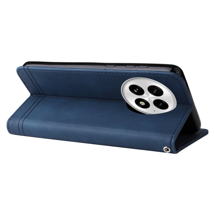 Funda de Cuero OnePlus 13 con Botones de Metal y Diseño Árbol de la Vida (Azul)