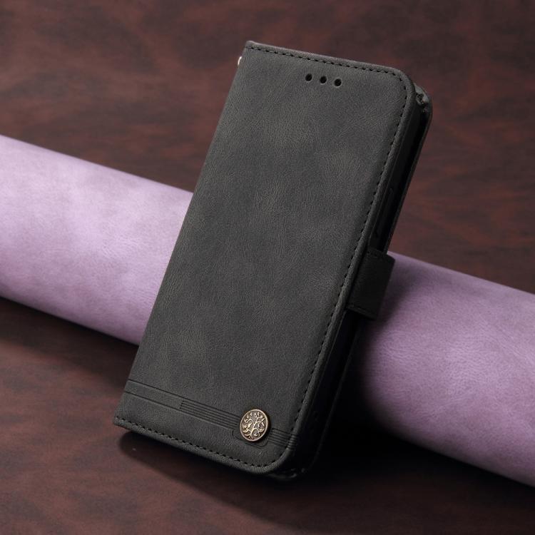 Funda de Cuero para OnePlus 13R Ace 5 Ace 5 Pro con Botones de Metal y Diseño Árbol de la Vida (Negro)