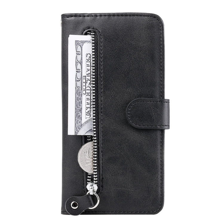 Funda de Piel con Cremallera y Textura de Becerro para OnePlus 13 (Negra)