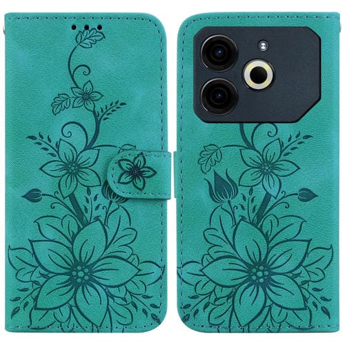 Funda de Cuero con Relieve Lily para Teléfono Tecno Pova 6 Neo (Verde)