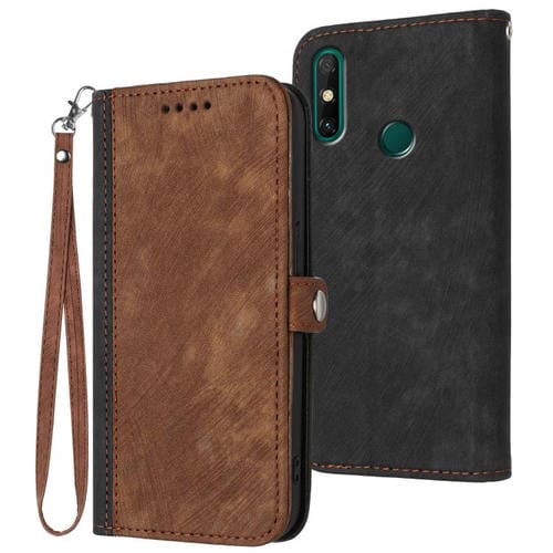 Funda de Cuero con Correa de Mano y Hebilla Lateral Doble para Huawei Enjoy 20E (Marrón)