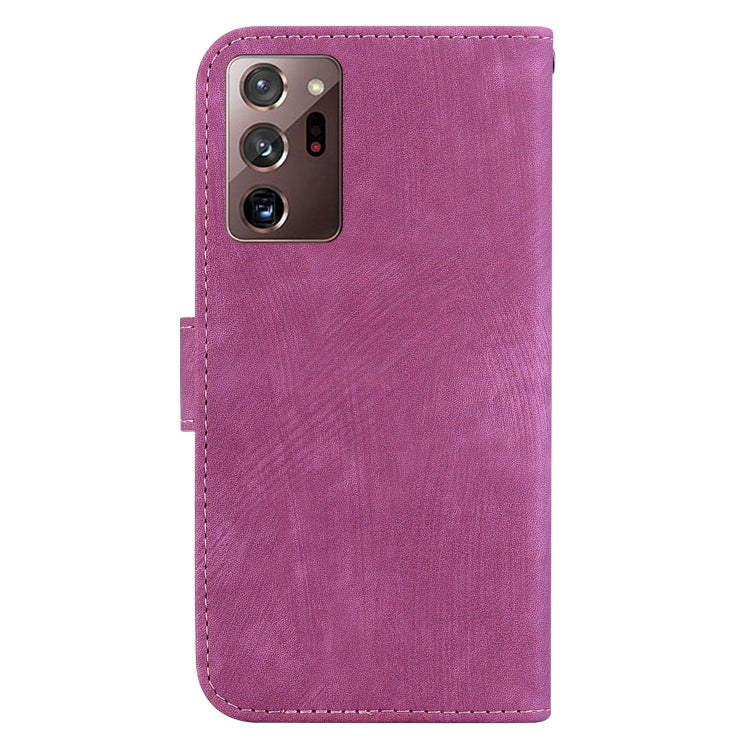 Para Samsung Galaxy Note20 Ultra Little Tiger Funda de cuero en relieve para teléfono (rojo rosa)