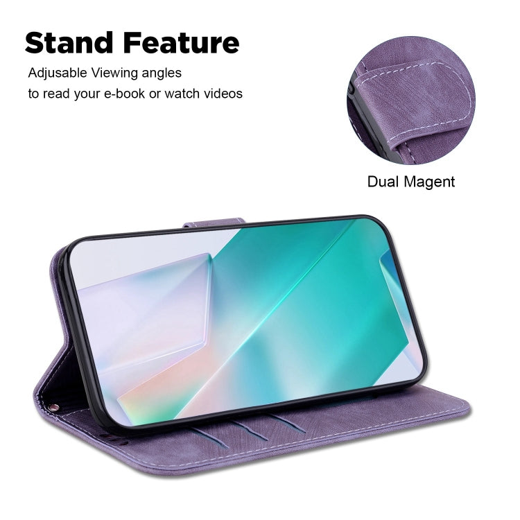 Para Samsung Galaxy S20 Funda de cuero con relieve Little Tiger (púrpura)