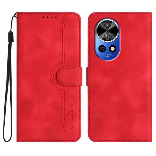 Funda de Cuero con Diseño de Corazón para Huawei Nova 12 Pro y Nova 12 Ultra (Rojo)