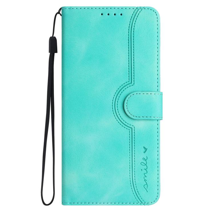 Funda de Piel con Diseño de Corazón para Oppo A5 Pro 5G (Azul Claro)