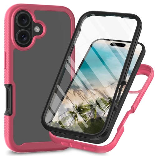 Funda para iPhone 16 Plus PC TPU con Película Pet Color Sólido Starry Sky (Rosa)