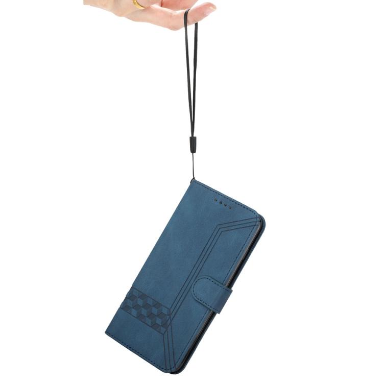 Funda de Cuero con Tapa Cúbica para Huawei Enjoy 50 y Nova Y70 (Azul)
