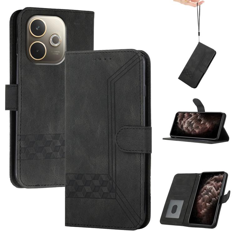Funda de Cuero con Tapa Cúbica para Oppo A5 Pro 5G (Negra)