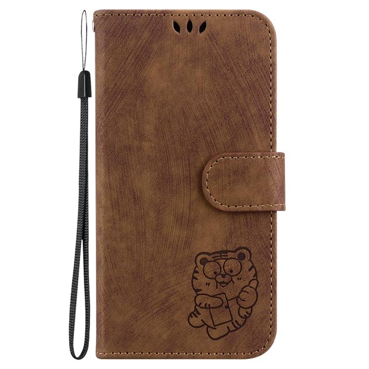 Funda de cuero con relieve de tigre para Infinix Hot 50 Pro 4G (marrón)