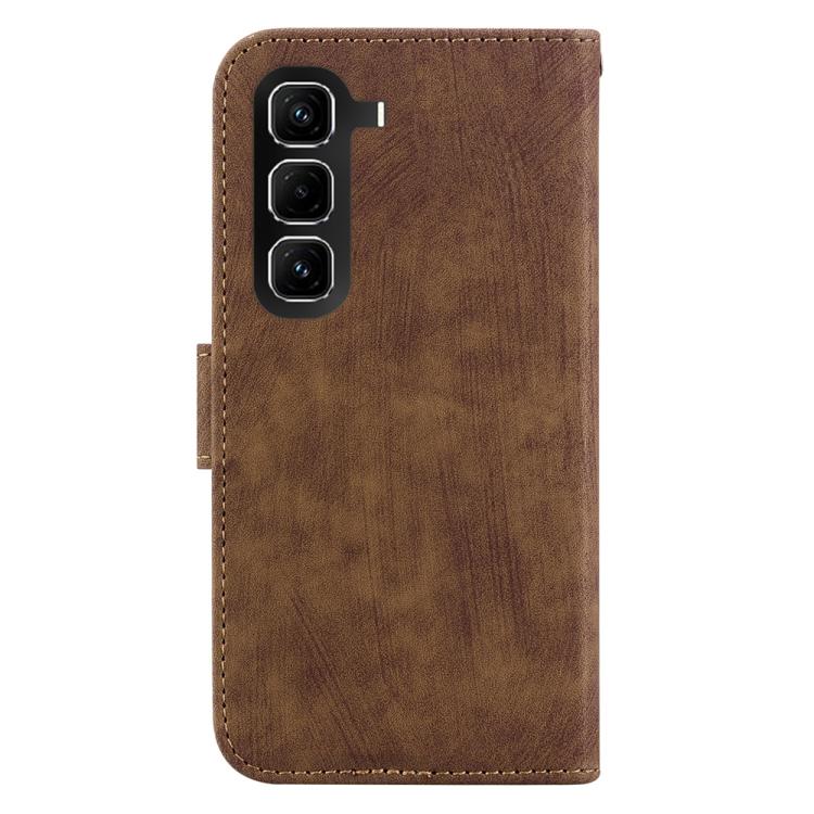 Funda de cuero con relieve de tigre para Infinix Hot 50 Pro 4G (marrón)