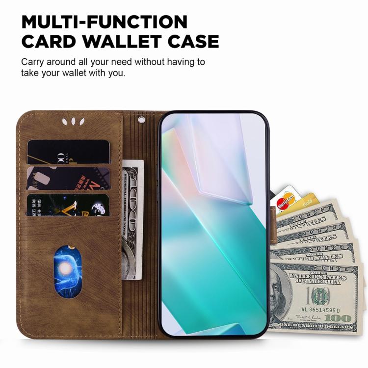 Funda de cuero con relieve de tigre para Infinix Hot 50 Pro 4G (marrón)