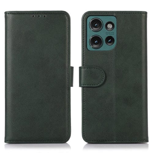 Funda de Cuero con Textura de Vaca para Motorola Edge 50 5G (Verde)