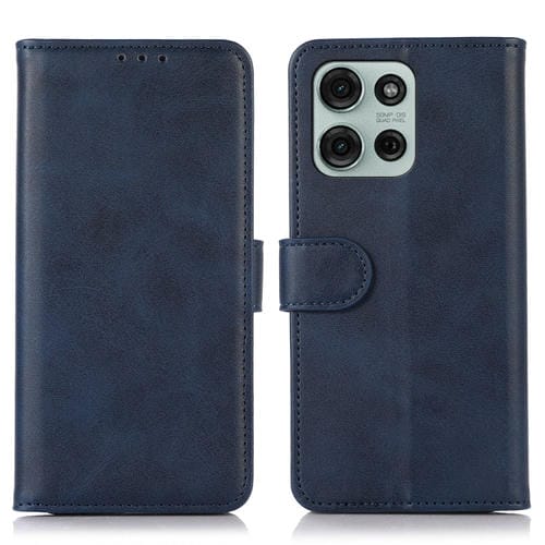 Funda de Piel con Textura de Vaca para Motorola Moto G75 5G (Azul)