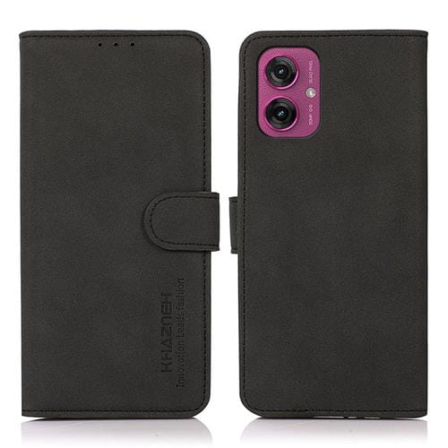Funda de Cuero Khazneh para Motorola Moto G55 5G con Textura Mate (Negra)