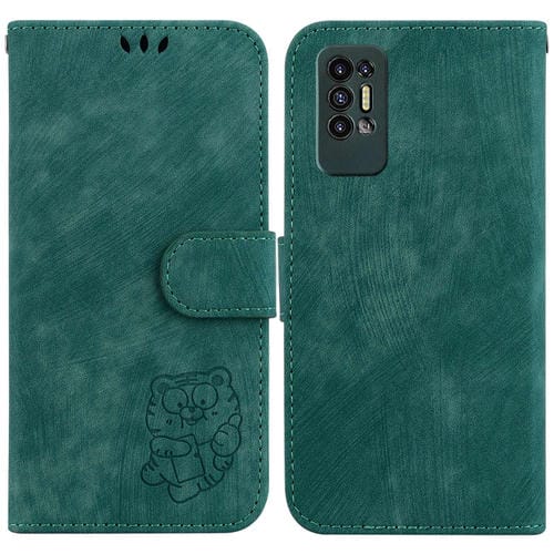 Funda Cuero En Relieve para Tecno Pova 2 Little Tiger para Teléfono (Verde)