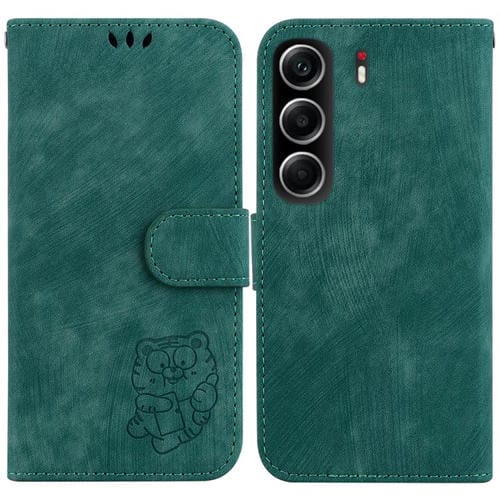Funda de piel con relieve de tigre para Tecno Camon 40 (verde)