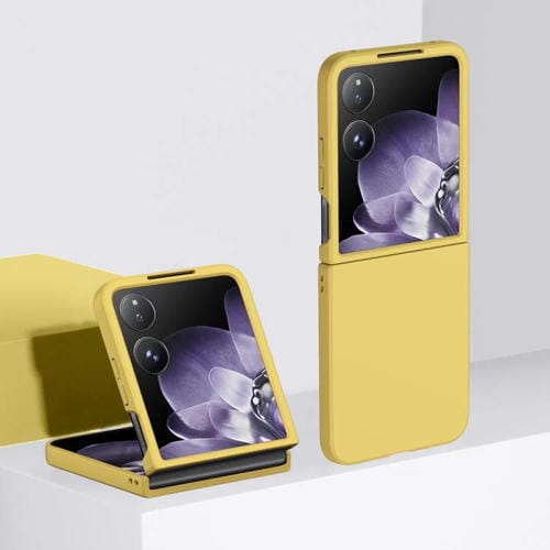 Funda de PC con textura de piel para Xiaomi Mix Flip 2 (amarillo limón)