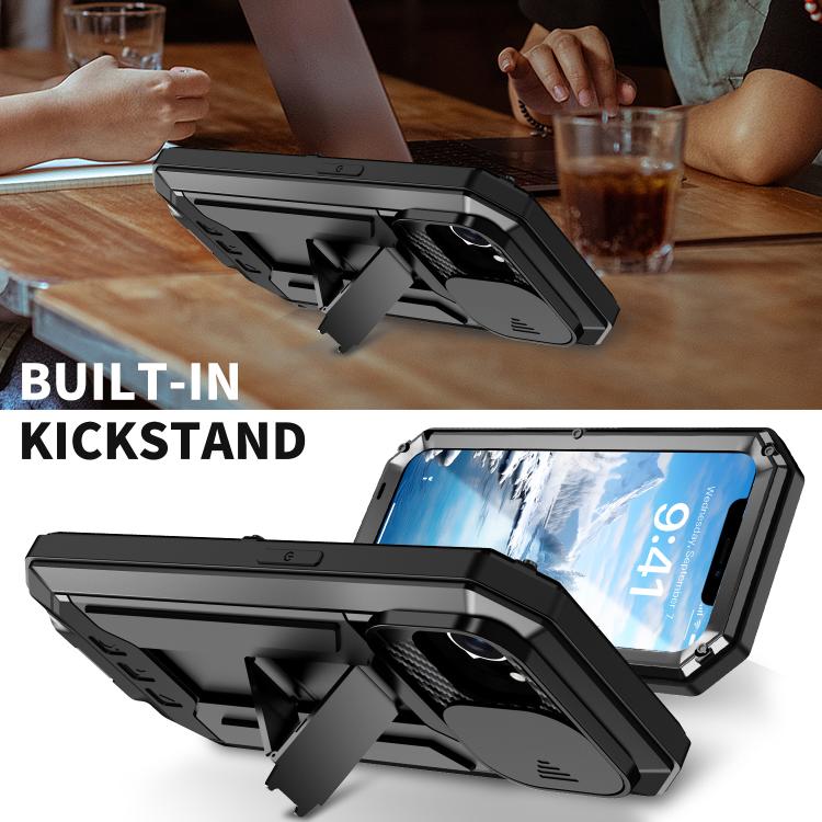 Funda para teléfono R-Just iPhone 16E soporte impermeable IP54 cámara deslizante (Negra)