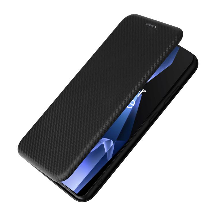 Funda de Cuero para OnePlus Ace 5 Pro con Tapa y Textura Fibra de Carbono (Negra)