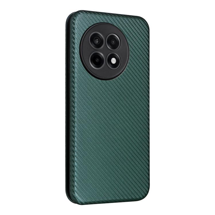 Funda de Cuero con Tapa y Textura de Fibra de Carbono para OnePlus Ace 5 Pro (Verde)