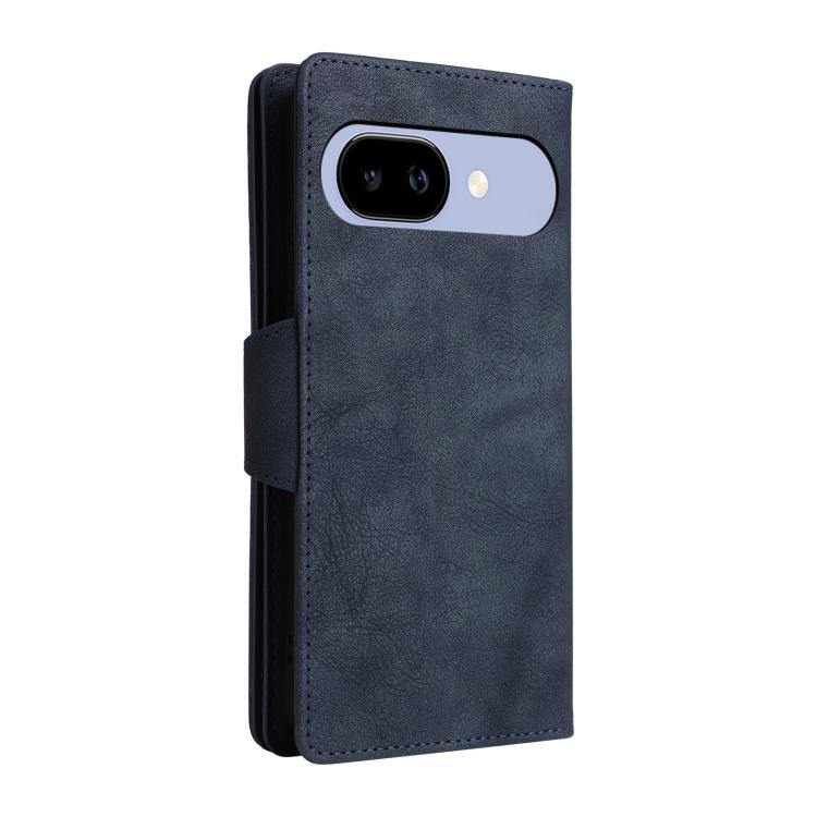 Estuche de Cuero con Tres Pliegues y Hebilla de Remache para Google Pixel 9A (Azul)