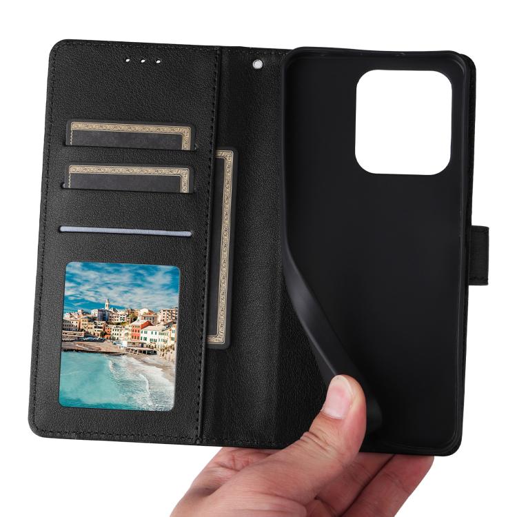 Funda de cuero multifuncional con 3 ranuras para tarjetas para Infinix Hot 40/40 Pro (negra)