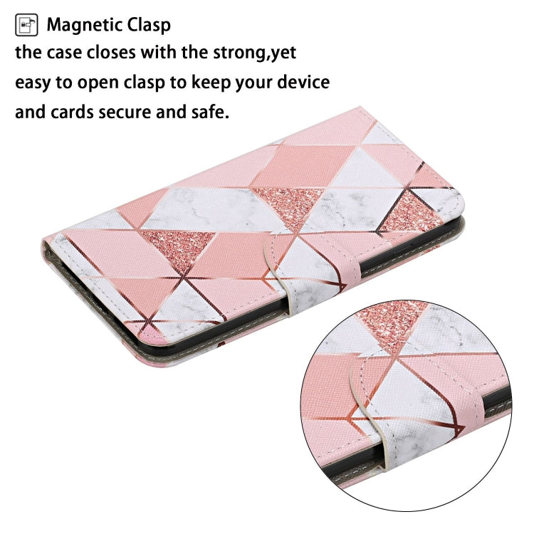 Para Huawei P30 Funda de cuero con tapa horizontal con patrón de dibujo coloreado con soporte, ranuras para tarjetas y billetera (mármol)