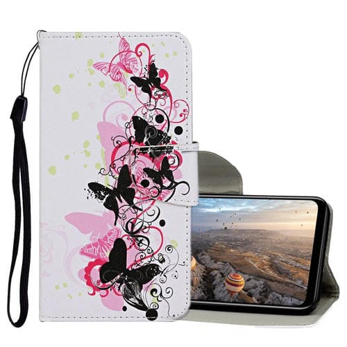 Para Huawei P30 Pro Funda de cuero abatible horizontal con patrón de dibujo de colores con soporte, ranuras para tarjetas y billetera (cuatro mariposas)