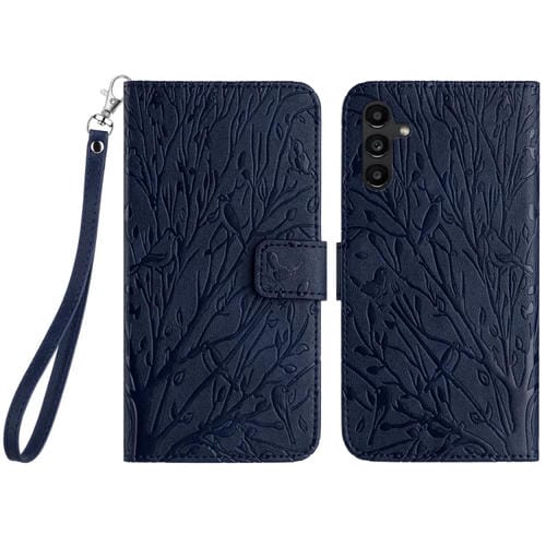 Funda para Teléfono Samsung Galaxy A54 Cuero Patrón En Relieve Tree Birds (Azul)