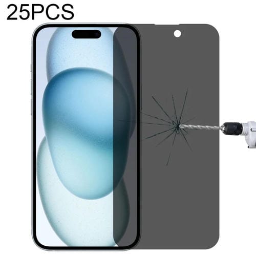 Película de Vidrio Templado Antiespía para iPhone 15 Pro y 15 Cubierta Completa Alta Transparencia (25 Piezas) - MOVILSTORE