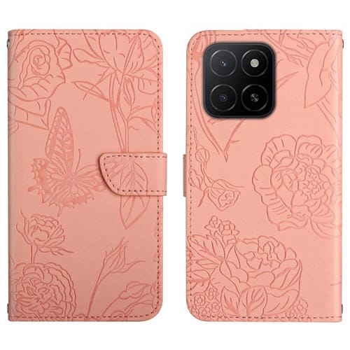 Funda de Cuero con Tapa y Mariposas en Relieve para Honor X5B 4G y X5B Plus 4G Ht03 (Rosa)