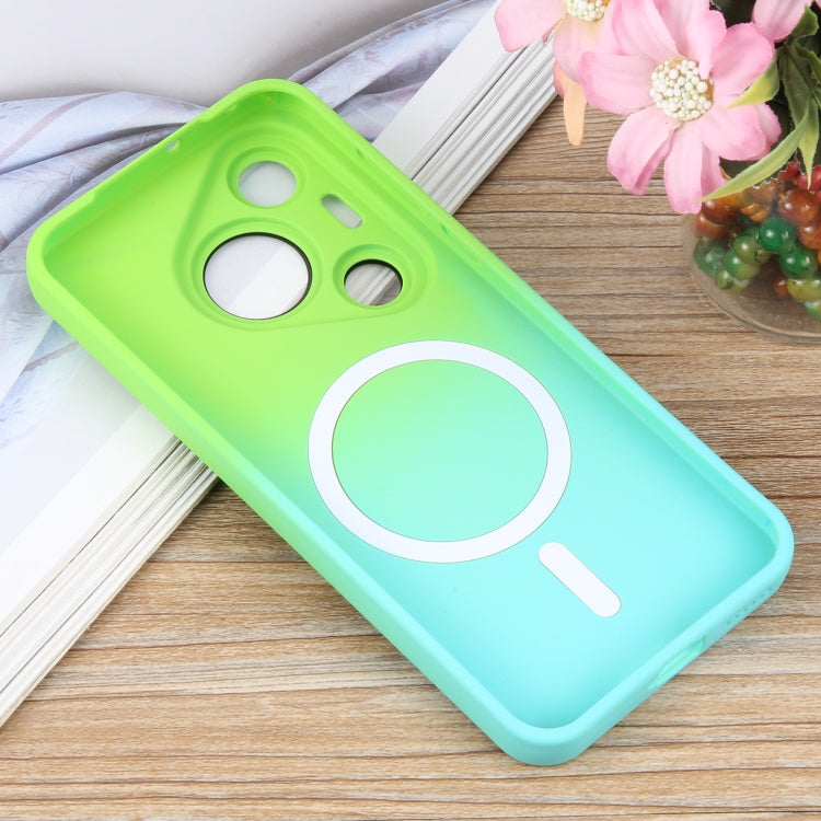 Funda para Teléfono Huawei Pura 70 Pro Silicona Líquida Degradado y Magsafe (Azul Cian)