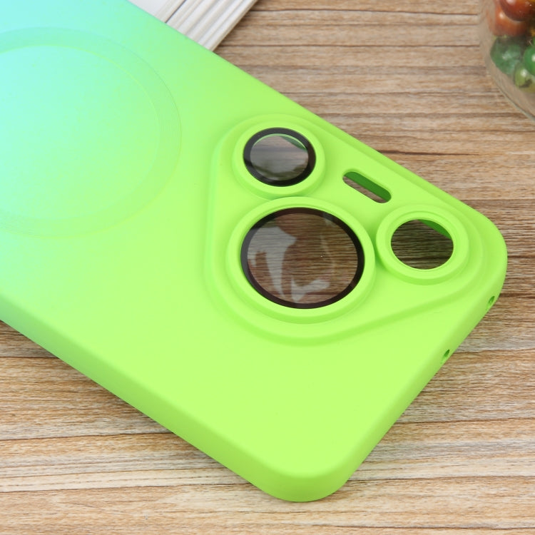 Funda para Teléfono Huawei Pura 70 Pro Silicona Líquida Degradado y Magsafe (Azul Cian)