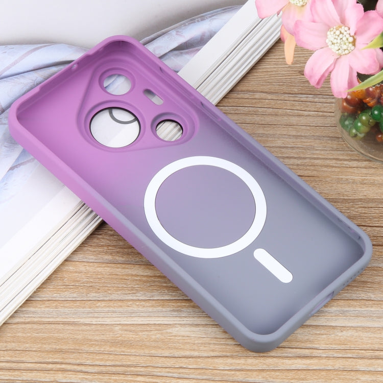 Funda para Teléfono Huawei Pura 70 de Silicona Líquida con Degradado y Magsafe (Morado y Gris)