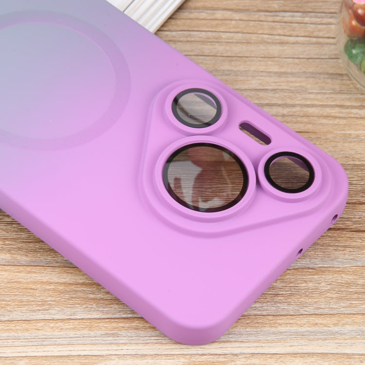 Funda para Teléfono Huawei Pura 70 de Silicona Líquida con Degradado y Magsafe (Morado y Gris)