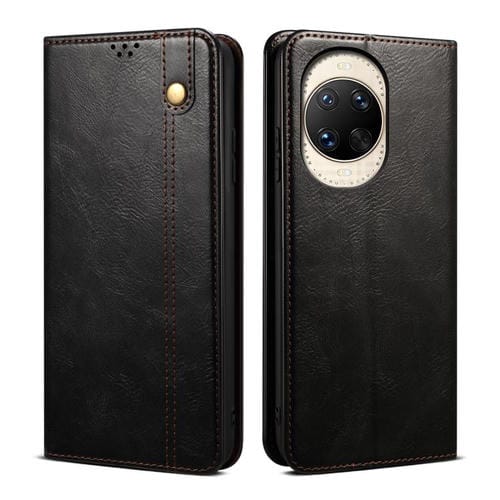 Funda de cuero con textura Crazy Horse y cera de aceite para Huawei Nova 14 Pro (negra)