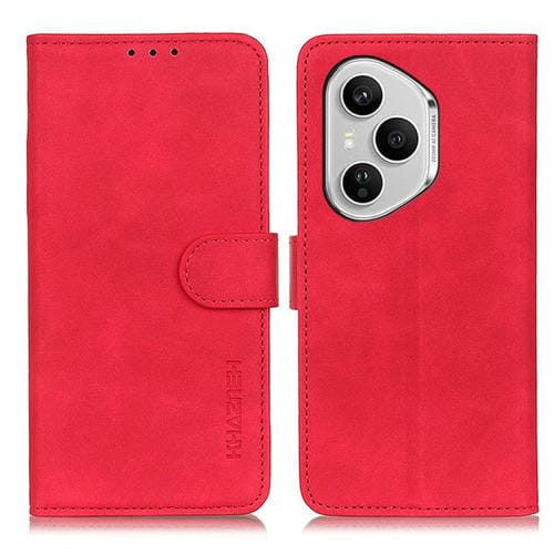 Funda de cuero con tapa y textura retro KHAZNEH para Honor 400 Pro Global (160,8 mm) (rojo)