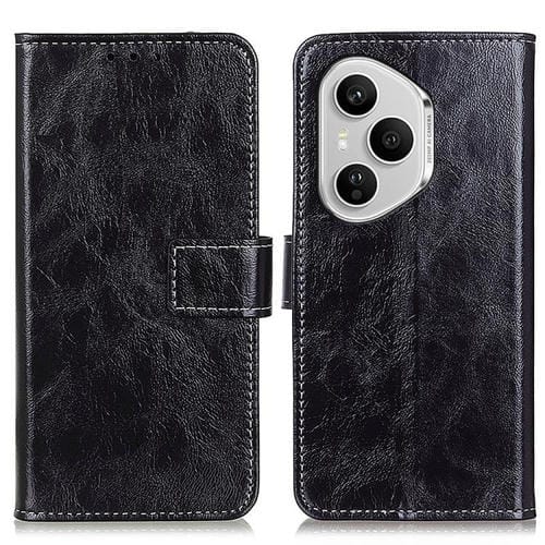 Funda de cuero con tapa para Honor 400 Pro Global (160,8 mm), diseño retro de caballo loco (negro)