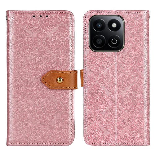 Funda de Cuero Honor 200 Smart Play 60 Plus con Estampado Floral Europeo (Rosa)